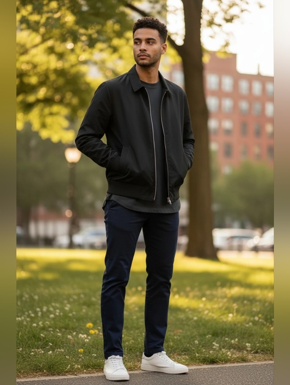 Banana Republic Mens Black Bomber Jacket W/ Pockets Size Large